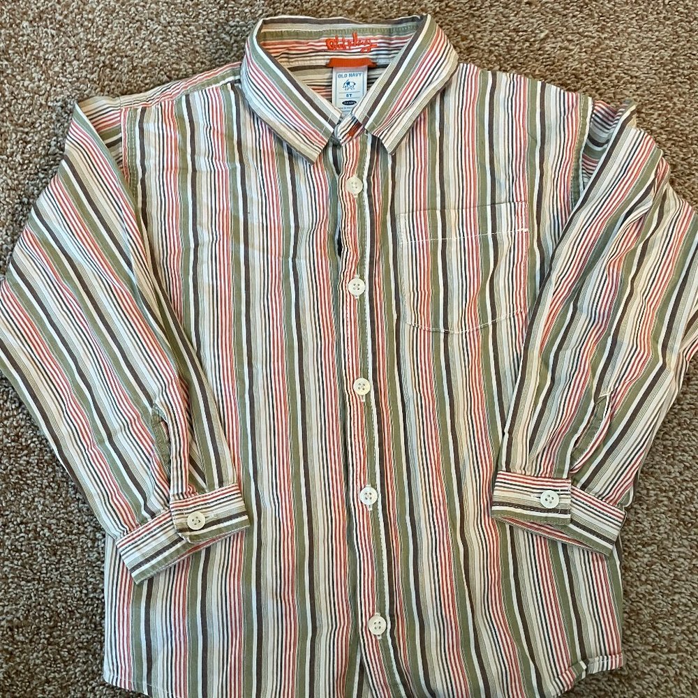 Old Navy Striped Long Sleeve Button Down Shirt 5T
